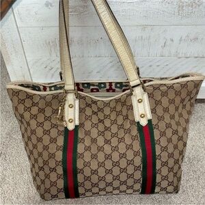 Authentic GUCCI jolicouer GG sherry line tote bag